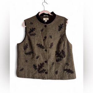 Talbots Brown Herringbone Vest
